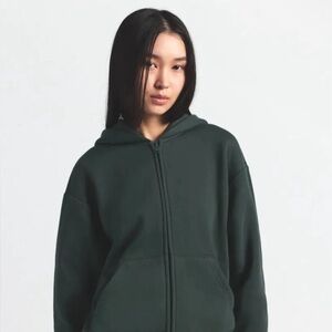 NWT Skims Cotton Fleece Classic Zip Hoodie in Spruce